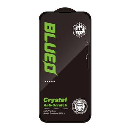 Blueo Crystal Anti-Kratz Schutzfolie für Apple iPhone 16 Plus / 15 Plus, gehärtetes Glas, Vollkleber, Schwarz