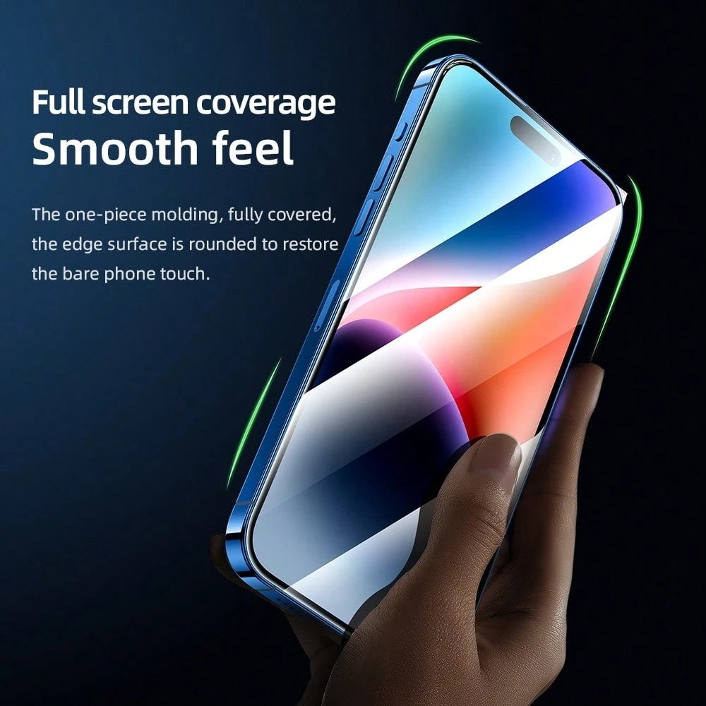 Blueo Curved Edge AR Applicator Displayschutzfolie für Apple iPhone 18 Pro / 17 Pro / 17 / 16 Pro, gehärtetes Glas, Full Glue, 3D, Schwarz