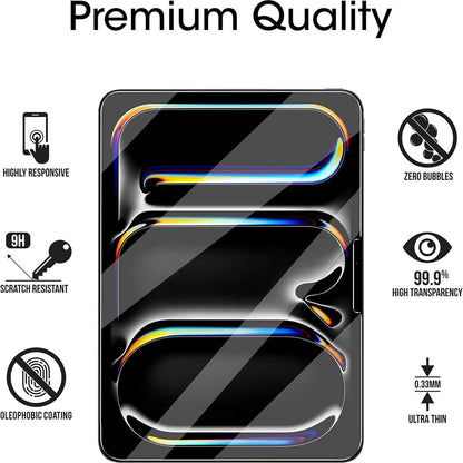 Blueo HD Screen Protector Film for Apple iPad Pro 13 (2024), Tempered Glass, Full Glue