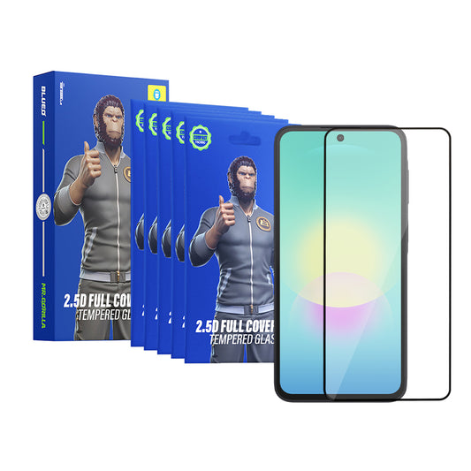 Blueo HD Displayschutzfolie für Samsung Galaxy A27 5G / A57 5G / A37 5G, gehärtetes Glas, Full Glue, 2.5D, 5er Set, Schwarz