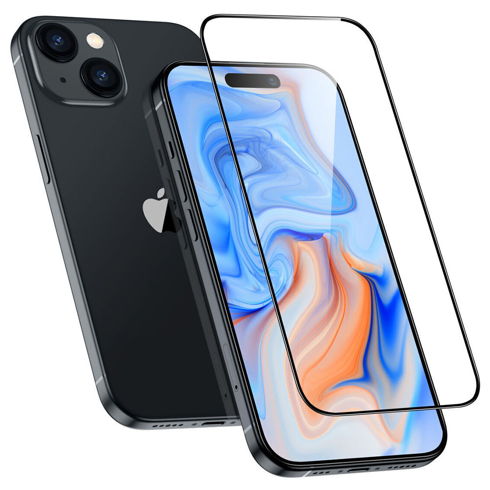 Schutzfolie ESR Armorite für Apple iPhone 15 Plus, gehärtetes Glas, Full Glue, Schwarz