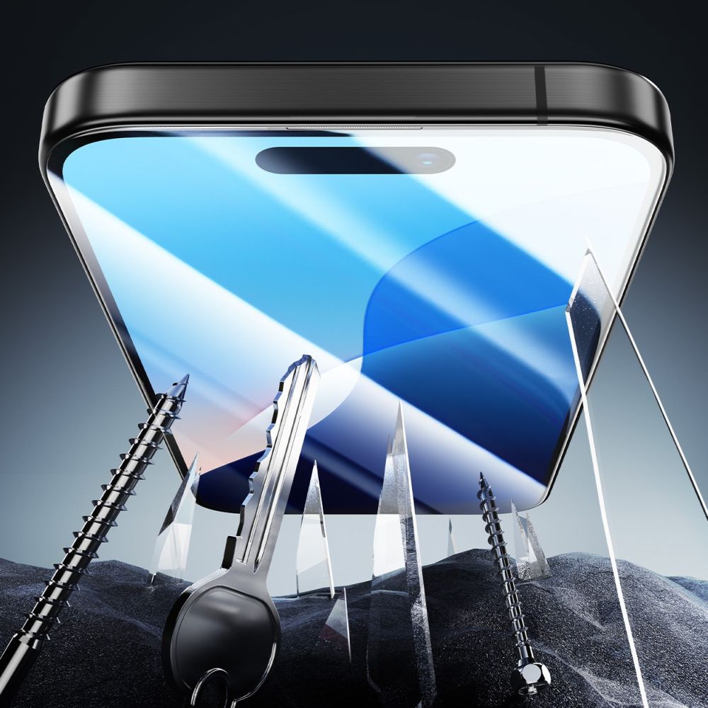 Schutzfolie ESR Armorite für Apple iPhone 16 Plus / 15 Plus, Gehärtetes Glas, Vollverklebung, Schwarz