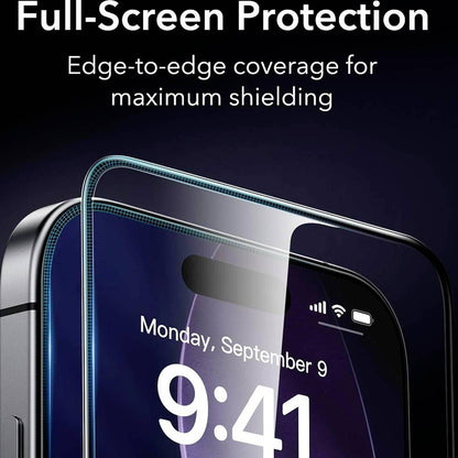 Schutzfolie ESR Armorite UltraFit für Apple iPhone 17 Pro Max, Gehärtetes Glas, Vollverklebung, Set 2 Stück, Schwarz