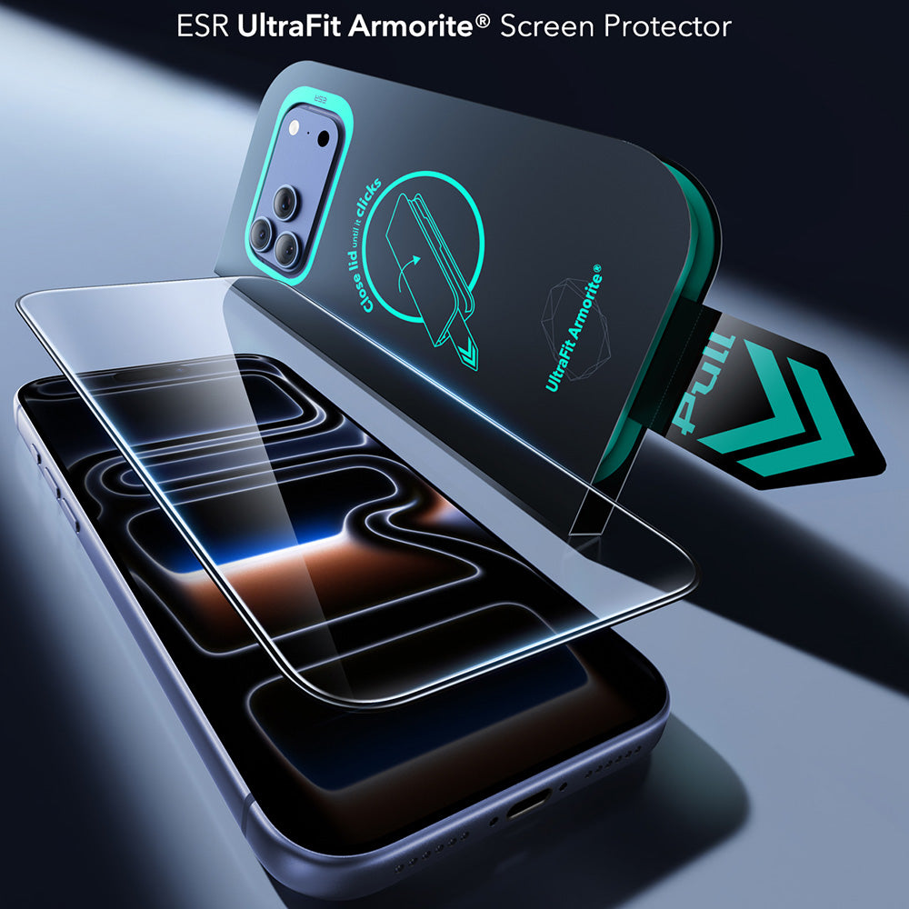 ESR Armorite UltraFit Displayschutzfolie für Apple iPhone 18 Pro / 17 Pro, gehärtetes Glas, Vollkleber, 2er-Set, Schwarz