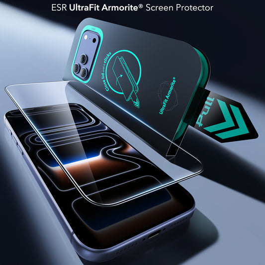 ESR Armorite UltraFit Displayschutzfolie für Apple iPhone 18 Pro / 17 Pro, gehärtetes Glas, Vollkleber, 2er-Set, Schwarz