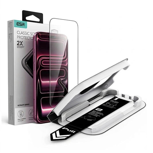 ESR UltraFit Classic Displayschutzfolie für Apple iPhone 18 Pro / 17 Pro, gehärtetes Glas, Full Glue, Schwarz