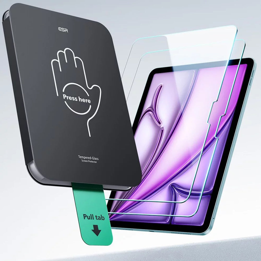 ESR UltraFit Screen Protector for Apple iPad Air 11 (2025) / Air 11 (2024), Tempered Glass, Full Glue, Set of 2 Pieces
