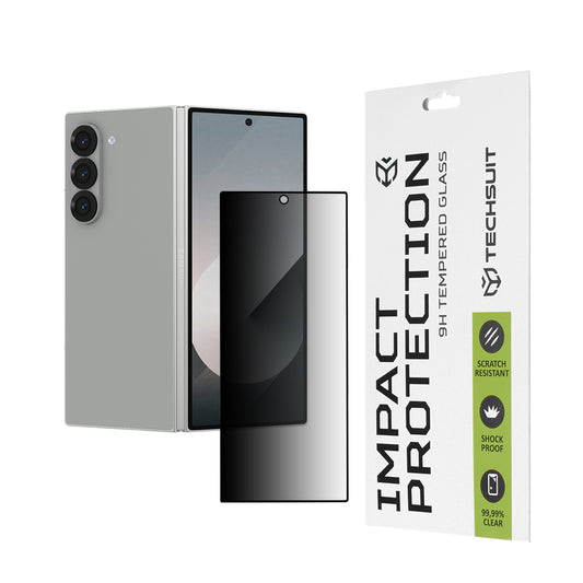 Privacy Techsuit Außenschutzfolie für Samsung Galaxy Z Fold6 F956, gehärtetes Glas, Vollkleber, 111D