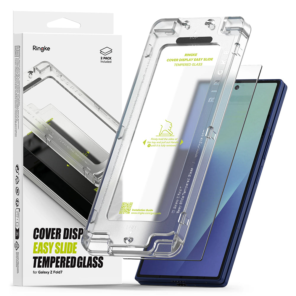Schutzfolie Außenbildschirm Ringke Easy Slide für Samsung Galaxy Z Fold7 F966, Gehärtetes Glas, Vollverklebung, Set 2 Stück