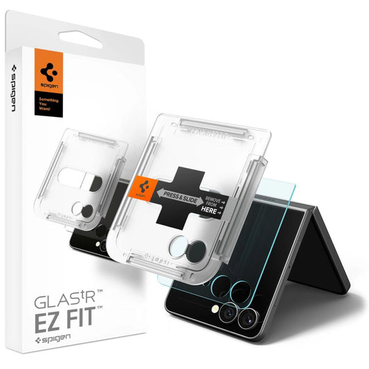 Spigen GlastR EZ FIT Exterior Screen Protector for Samsung Galaxy Z Flip7 F766, Tempered Glass, Full Glue