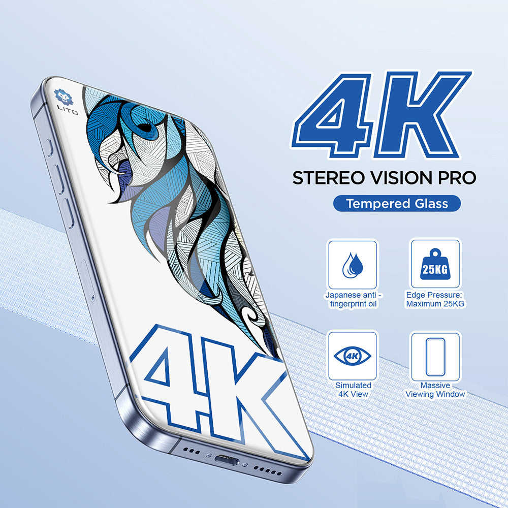 Schutzfolie Lito D+ Max 4K für Apple iPhone 17 / 16 Pro, gehärtetes Glas, Vollkleber, Schwarz