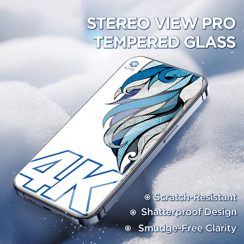 Schutzfolie Lito D+ Max 4K für Apple iPhone 17 / 16 Pro, gehärtetes Glas, Vollkleber, Schwarz