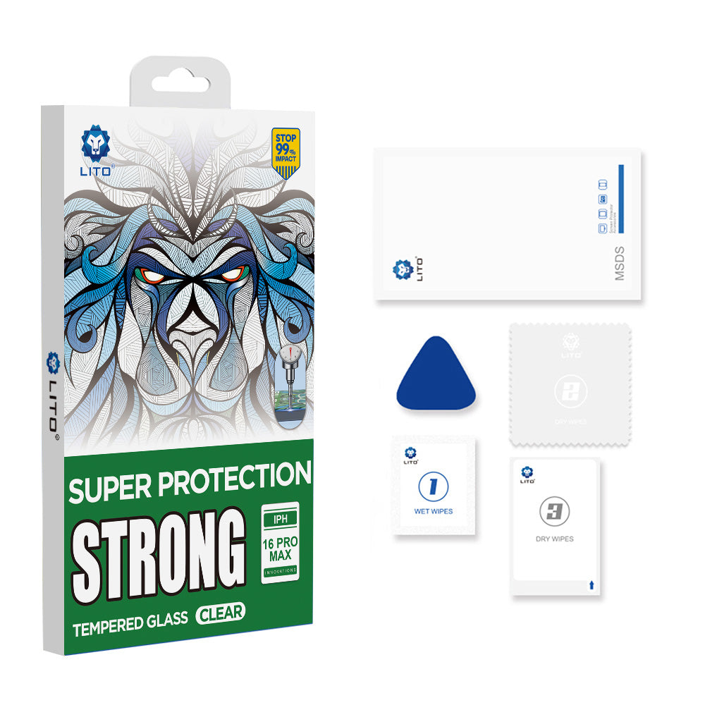 Schutzfolie Lito D+ Max Strong für Apple iPhone 17 Pro, Gehärtetes Glas, Vollverklebung, Schwarz