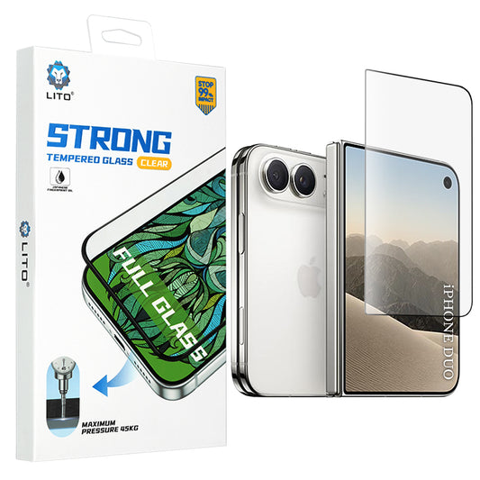 Lito D+ Max Strong Außendisplay-Schutzfolie für Apple iPhone Duo, gehärtetes Glas, Vollkleber, schwarz