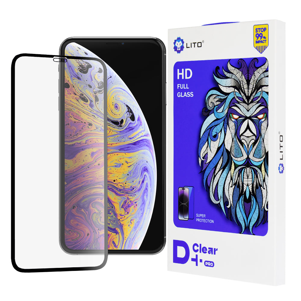 Lito D+ Pro Screen Protector Film for Apple iPhone 11 Pro Max / XS Max, Tempered Glass, Full Glue, Black