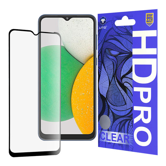 Lito HD Pro Clear Displayschutzfolie für Samsung Galaxy A03 Core A032, gehärtetes Glas, Full Glue, Schwarz