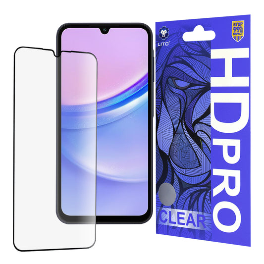 Lito HD Pro Clear Displayschutzfolie für Samsung Galaxy A15 5G A156 / A15 A155 / A25 A256 / A24 4G A245, Sicherheitsglas, Vollkleber, Schwarz