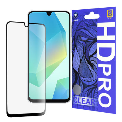 Lito HD Pro Clear Displayschutzfolie für Samsung Galaxy A16 5G A166 / A16 4G A165, gehärtetes Glas, Vollkleber, Schwarz