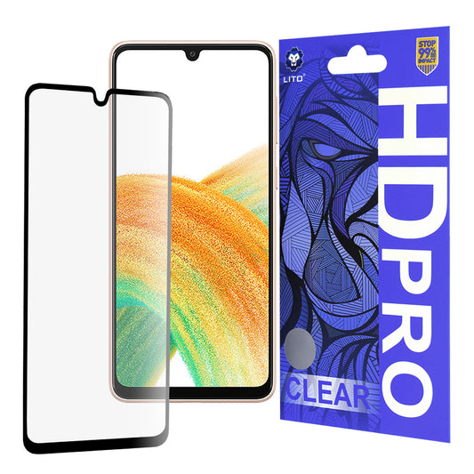 Lito HD Pro Clear Displayschutzfolie für Samsung Galaxy A33 5G A336, gehärtetes Glas, Full Glue, Schwarz