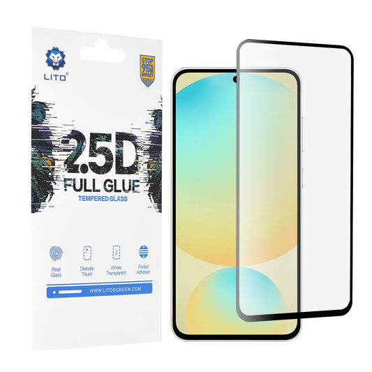 Lito Displayschutzfolie für Samsung Galaxy S24 FE S721, gehärtetes Glas, Full Glue, 2.5D, Schwarz