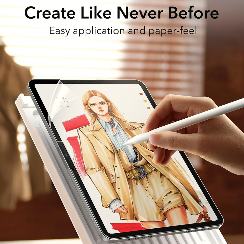 Schutzfolie Ecran Matte ESR Paper Feel für Apple iPad Air 13 (2025) / Air 13 (2024), Kunststoff, Vollkleber, Set 2 Stück