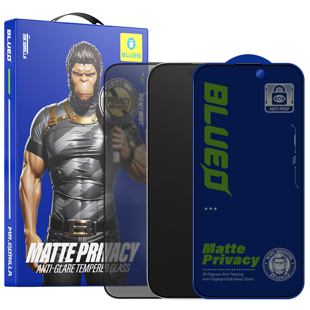 Matt Privacy Blueo Anti-Peep Displayschutzfolie für Apple iPhone 14 Pro, gehärtetes Glas, Vollkleber