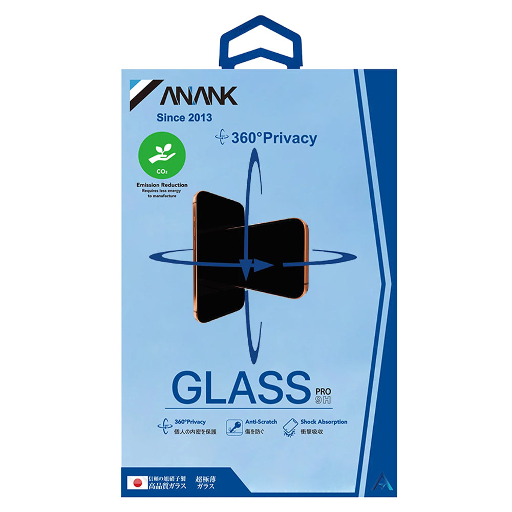 Privacy-Schutzfolie Anank 1X Reinforced 360 für Apple iPhone 15, Sicherheitsglas, Vollkleber, 2.5D