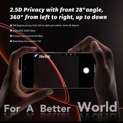 Anank 5X Reinforced 360 Privacy Screen Protector for Apple iPhone 17 Air, Tempered Glass, Full Glue, 2.5D