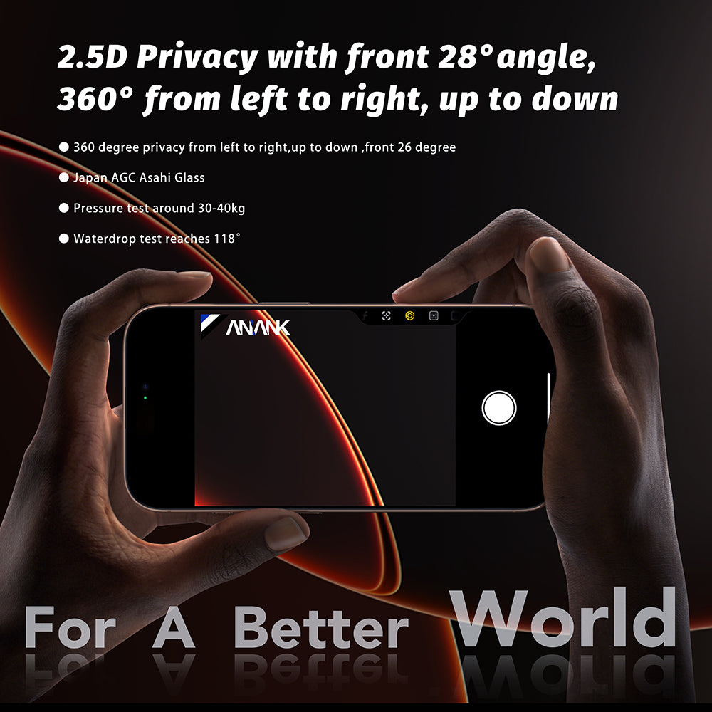 Anank 5X Reinforced 360 Privacy Screen Protector for Apple iPhone 17 Pro Max, Tempered Glass, Full Glue, 2.5D
