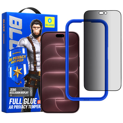 Blueo Anti-Peep-AR-Privacy-Displayschutzfolie für Apple iPhone 18 Pro Max, gehärtetes Glas, Full Glue, 3D