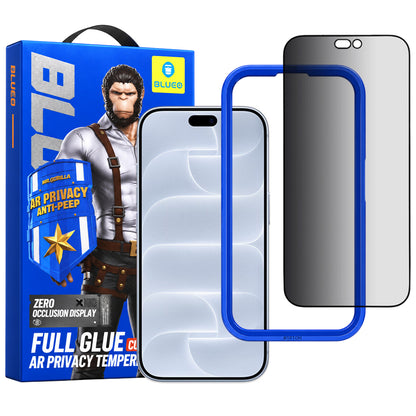 Blueo Privacy Anti-Peep-AR-Displayschutzfolie für Apple iPhone 18 Pro, gehärtetes Glas, Full Glue, 3D