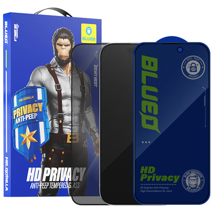 Privacy-Schutzfolie Blueo Anti-Peep für Apple iPhone 15 Pro Max, gehärtetes Glas, Vollkleber