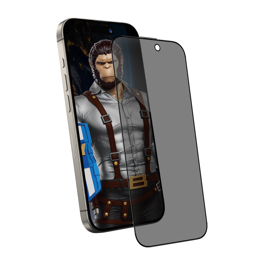 Privacy-Schutzfolie Blueo Anti-Peep für Apple iPhone 15 Pro Max, gehärtetes Glas, Vollkleber