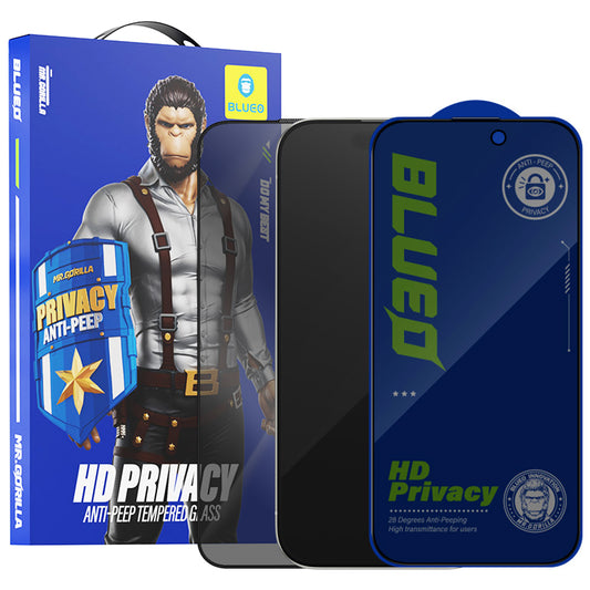 Privacy-Schutzfolie Blueo Anti-Peep für Apple iPhone 16 / 15, gehärtetes Glas, Full Glue