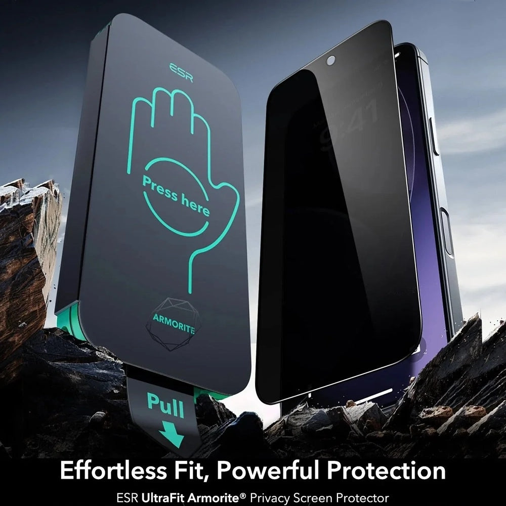 Schutzfolie Ecran Privacy ESR Armorite UltraFit für Apple iPhone 17 Air, Gehärtetes Glas, Vollverklebung, Set 3 Stück