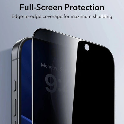 Schutzfolie Ecran Privacy ESR UltraFit für Apple iPhone 17 / 16 Pro, gehärtetes Glas, Full Glue, Set 3 Stück.