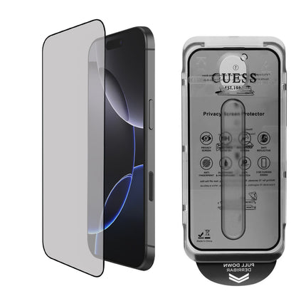 Schutzfolie Privacy Guess für Apple iPhone 16 Pro, Gehärtetes Glas, Vollverklebung, 2.5D, GUTGP16LBOKGCIP