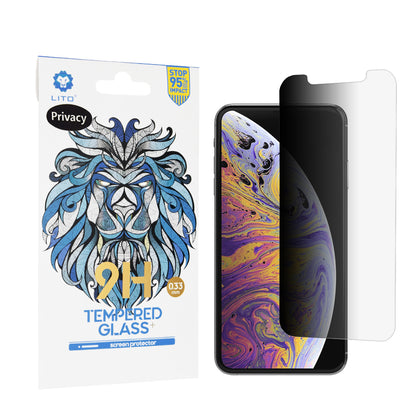 Privacy-Schutzfolie Lito Classic für Apple iPhone 11 Pro Max / XS Max, gehärtetes Glas, Full Glue, 2.5D