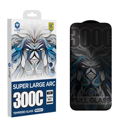 Privacy-Schutzfolie Lito D+ Max 300C für Apple iPhone 16 Plus, gehärtetes Glas, Full Glue