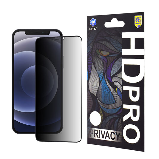 Privacy-Schutzfolie Lito HD Pro für Apple iPhone 12 / 12 Pro, gehärtetes Glas, Vollklebung