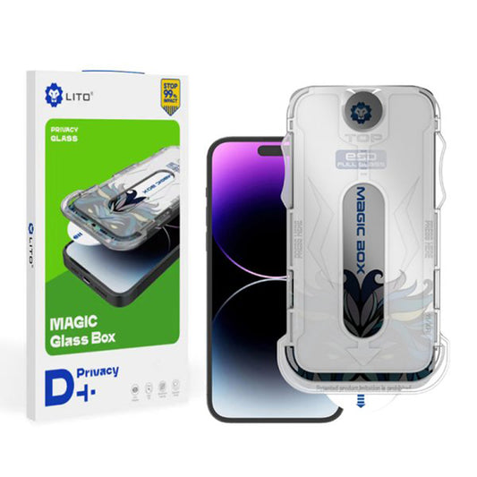 Privacy-Schutzfolie Lito Magic Glass Box D+ Tools für Apple iPhone 16 Pro, gehärtetes Glas, Full Glue