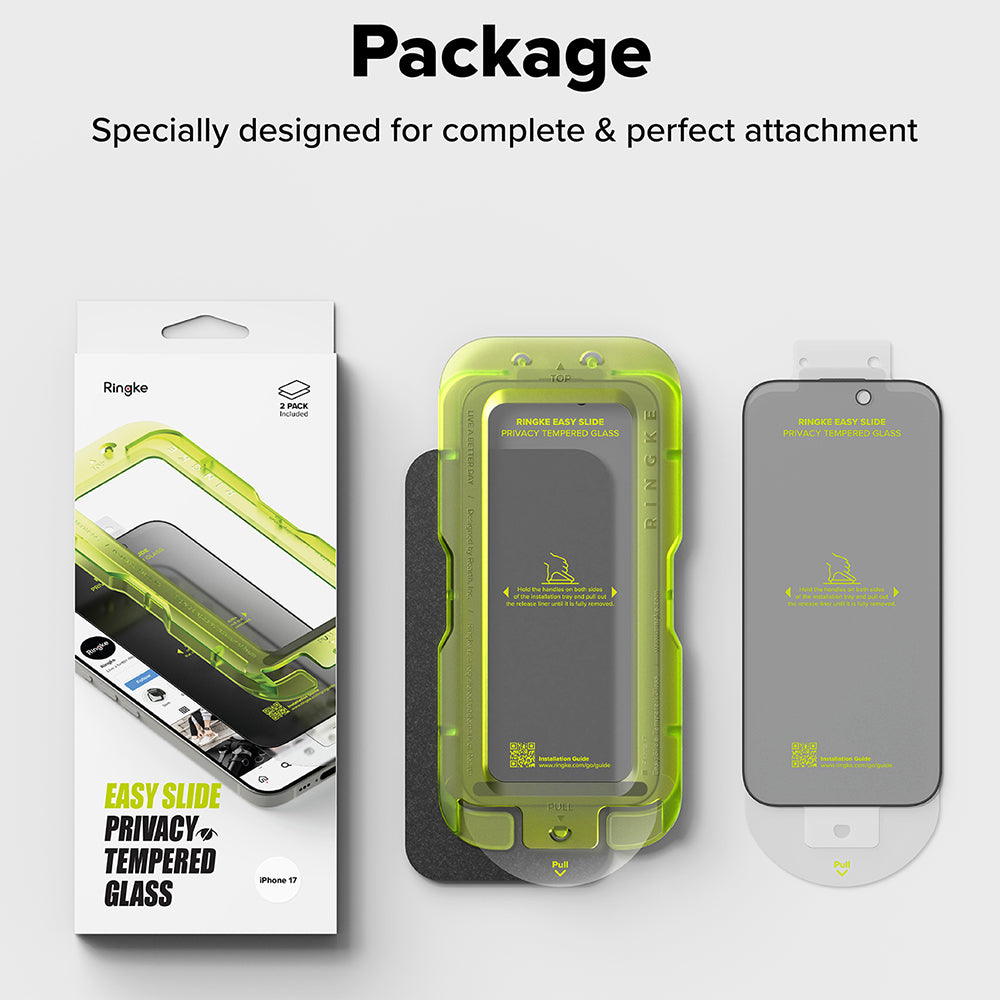 Privacy Screen Protector Ringke Easy Slide for Apple iPhone 17 Air, Tempered Glass, Full Glue, Set of 2 pieces