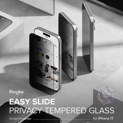 Privacy-Schutzfolie Ringke Easy Slide für Apple iPhone 17 Pro Max, gehärtetes Glas, Full Glue, 2er-Set