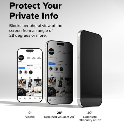 Privacy-Schutzfolie Ringke Easy Slide für Apple iPhone 17, gehärtetes Glas, Full Glue, 2er-Set