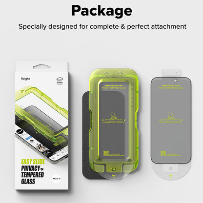 Privacy-Schutzfolie Ringke Easy Slide für Apple iPhone 17, gehärtetes Glas, Full Glue, 2er-Set