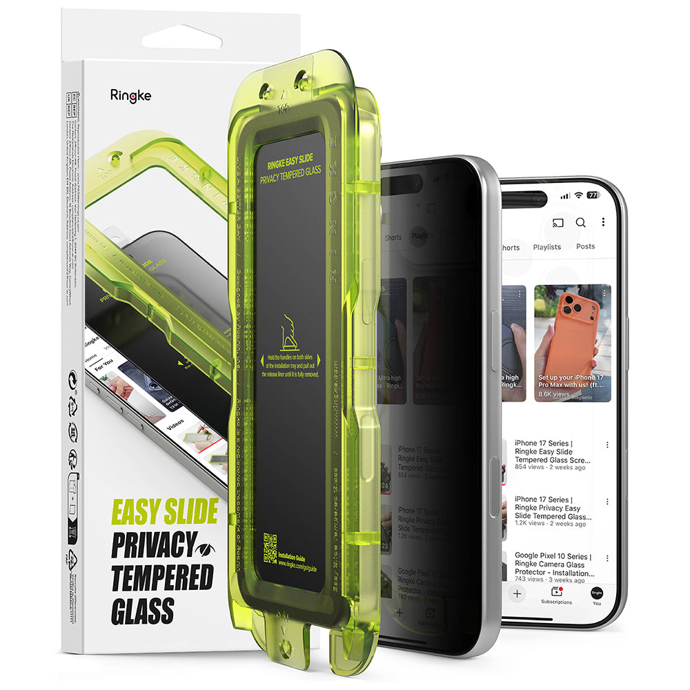 Privacy-Schutzfolie Ringke Easy Slide für Apple iPhone 18 Pro Max, gehärtetes Glas, Full Glue, 2er-Set