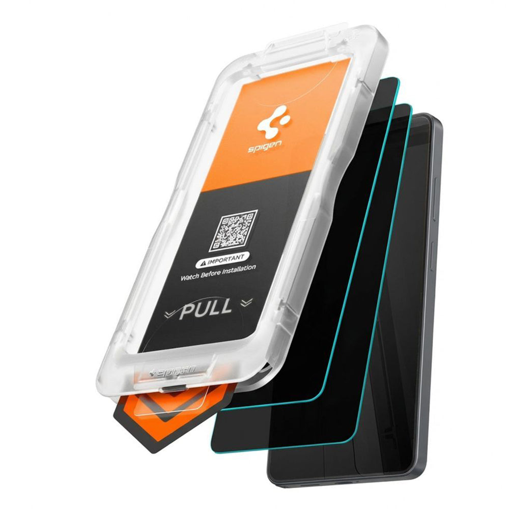 Displayschutzfolie Privacy Spigen GlastR EZ FIT Pro HD für Samsung Galaxy S26 S942, Gehärtetes Glas, Vollverklebung, Set 2 Stück AGL11096