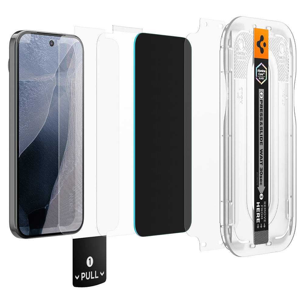 Privacy-Schutzfolie Spigen GlastR EZ FIT Pro für Google Pixel 11 Pro / 10 Pro, gehärtetes Glas, Vollkleber, 2 Stück Set AGL11481