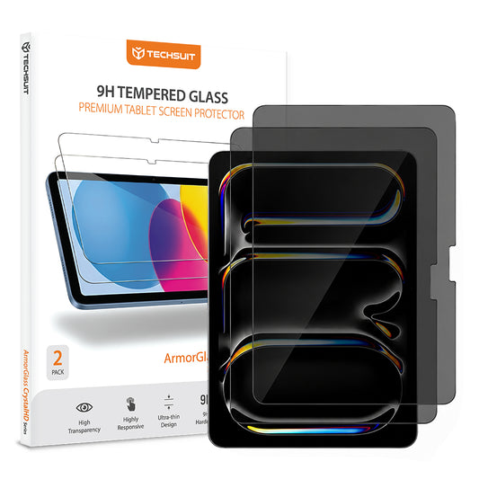 Privacy-Schutzfolie Techsuit ArmorGlass CrystalHD für Apple iPad Air 13 (2026), gehärtetes Glas, Full Glue, 2er-Set