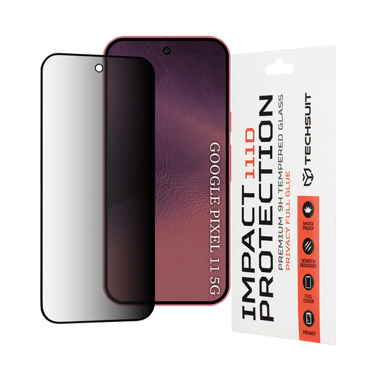 Privacy Techsuit Screen Protector for Google Pixel 11 Pro / 11, Tempered Glass, Full Glue, 111D